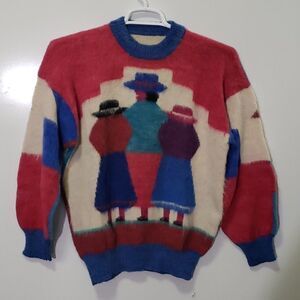 Bolivian Alpaca Llama Wool Sweater Women’s Small Handcrafted Vintage Knit